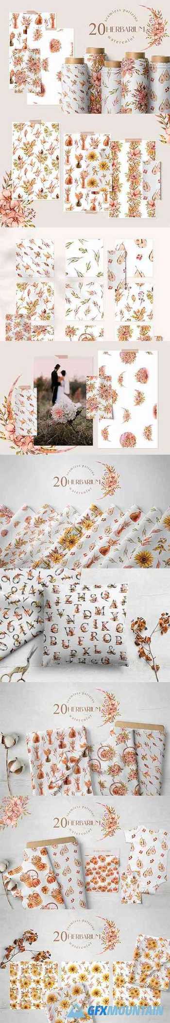 Floral seamless patterns Herbarium - 5513396