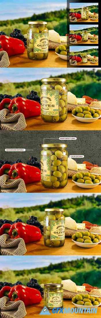 Stuffed Green Olives Jar Mockup