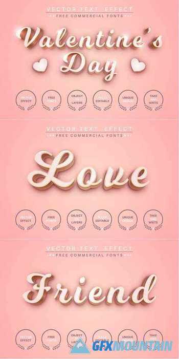 Valentine's day - editable text effect font style