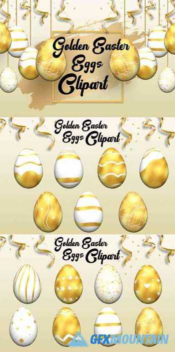 Golden Easter Eggs Clipart