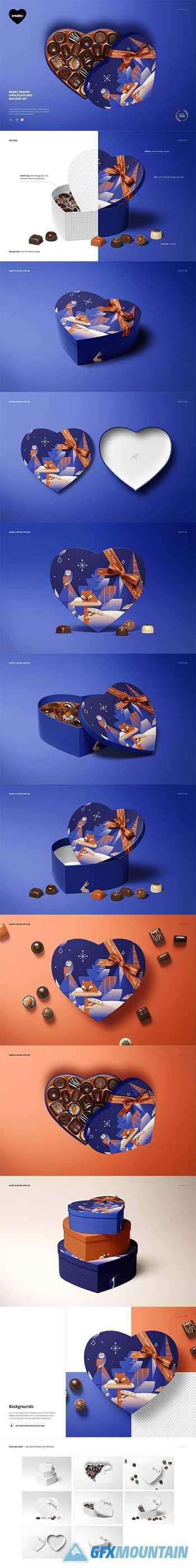 Heart Shaped Chocolate Box Mockup 5851006