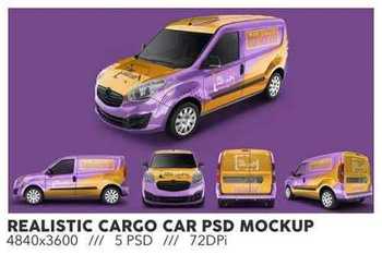 Realistic Cargo Car PSD Mockup
