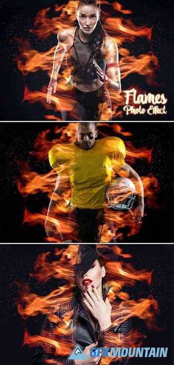 Fire and Flames Photo Effect Mockup