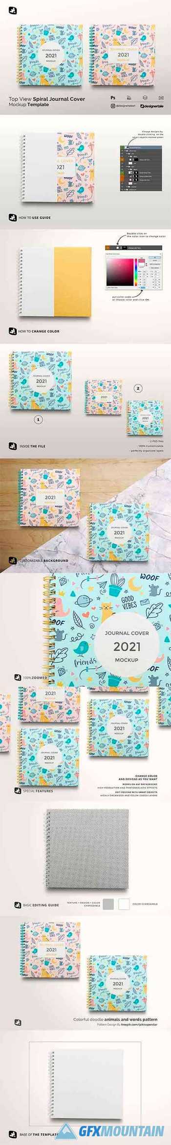 Top View Spiral Journal Cover Mockup 5308815
