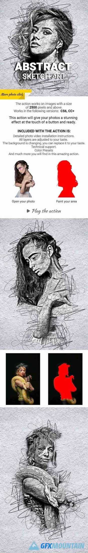 Abstract Sketch Art Photoshop Action 29913460
