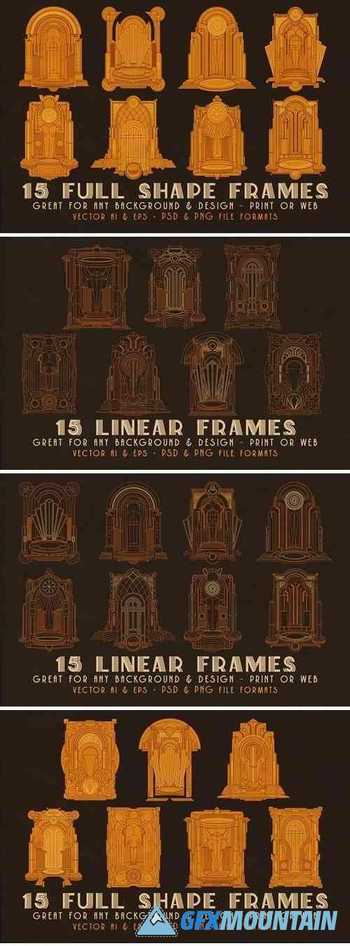 30 ArtDeco Line & Shape Frames