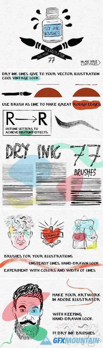 Dry Ink Brushes for Adobe Illustrator