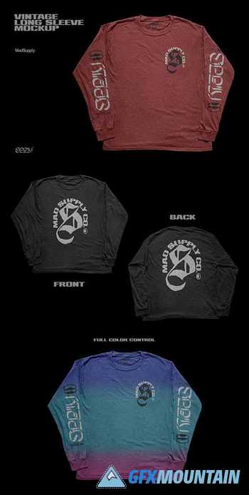 Vintage Long Sleeve T-Shirt Mockup 5923238