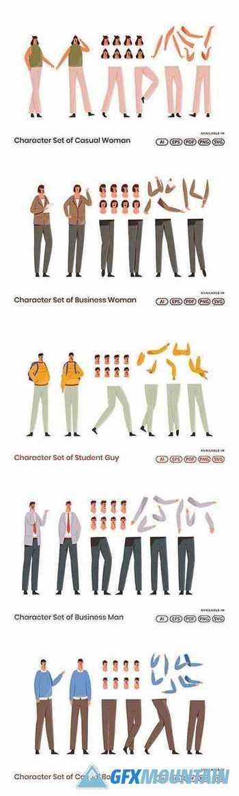 Character Set of Casual man and women