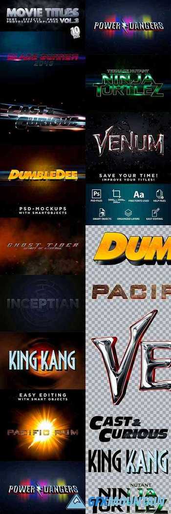 MOVIE TITLES - Vol.3 | Text-Effects/Mockups | Template-Pack 30289874