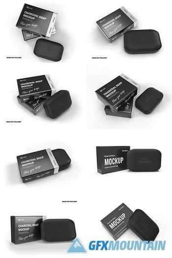 Soap bar with glossy package mockup