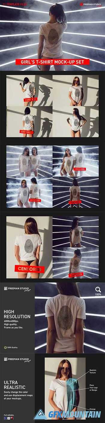 Girl's T-Shirt Mock-Up Set 5997137