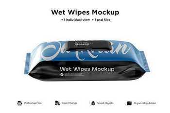 Wet wipes pack with plastic cap mockup