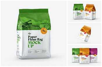 Paper Flour Bag Mockup Set - Pouch