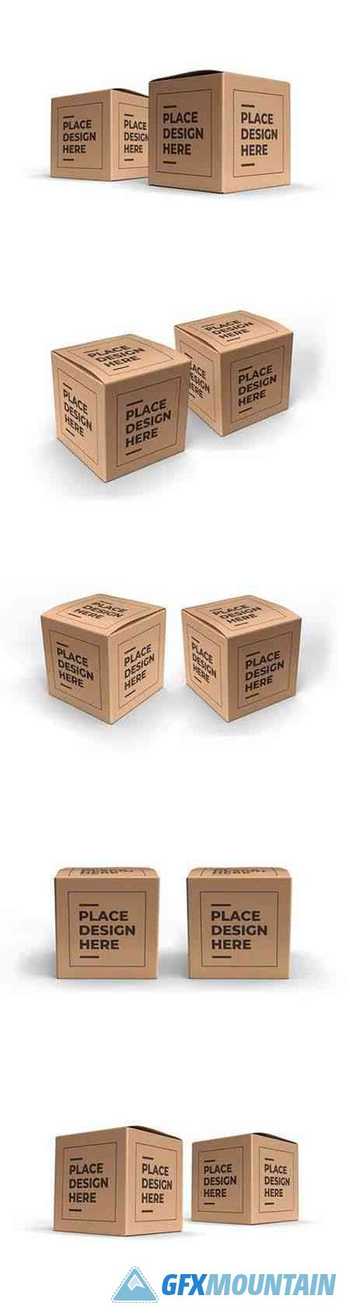 Square box packaging mockup