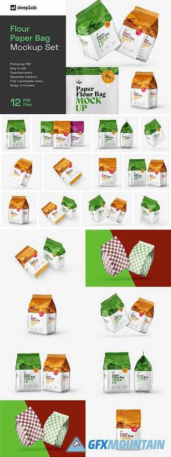 Paper Flour Bag Mockup Set | Pouch 6034118