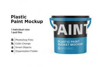 10L Plastic Paint Bucket Mockup 6063384