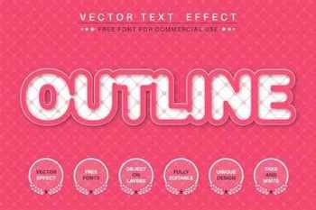 Pink Outline - editable text effect, font style