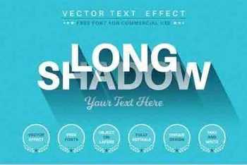 Long shadow - editable text effect, font style