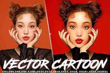 Vector Cartoon painting Photoshop Actions