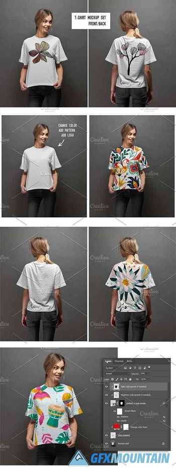 Girl T-shirt mockup (front/back) 5922524