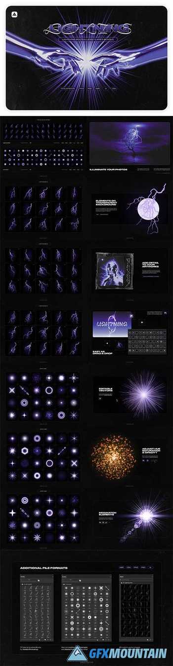 Lightning bolts & lens flares bundle 6119414