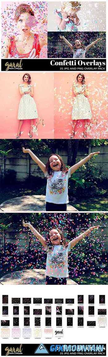 35 Confetti Photoshop Overlays, JPG and PNG files - 484367