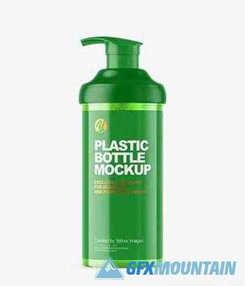 Color Plastic Cosmetic Bottle with Pump Mockup