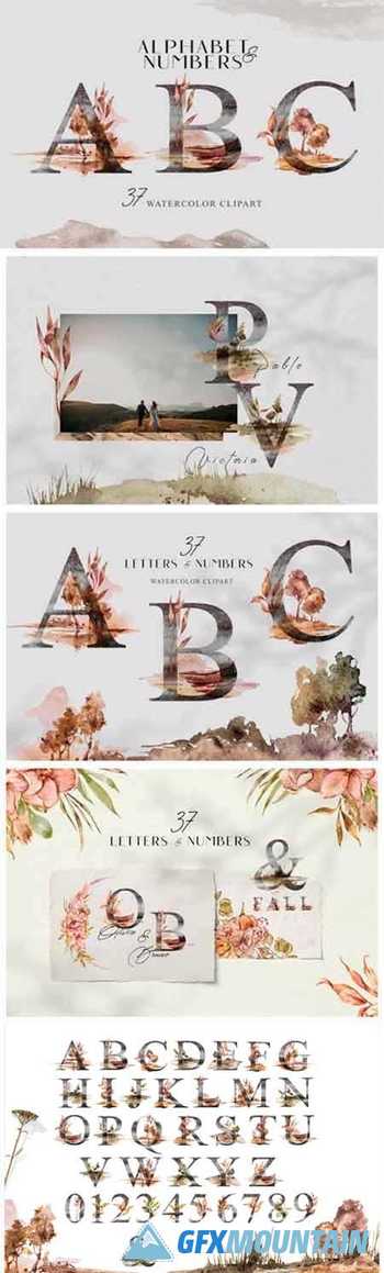 Watercolor Floral Alphabet Clipart 11643001