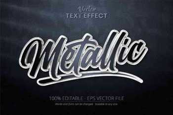 Metallic Editable Text Effect - shiny silver color style editable text effect