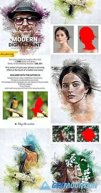 Modern Digital Paint Photoshop Action 30526190