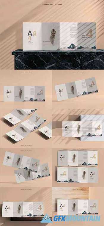 A4 size four fold brochure mockup