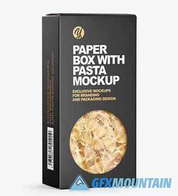 Paper Box with Farfalle Pasta Mockup