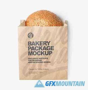 Kraft Paper Bag with Burger Bun Mockup