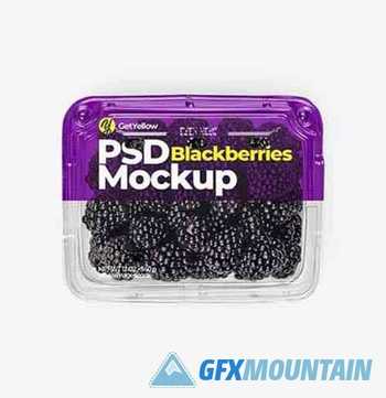 Clear Plastic Tray with Blackberries Mockup