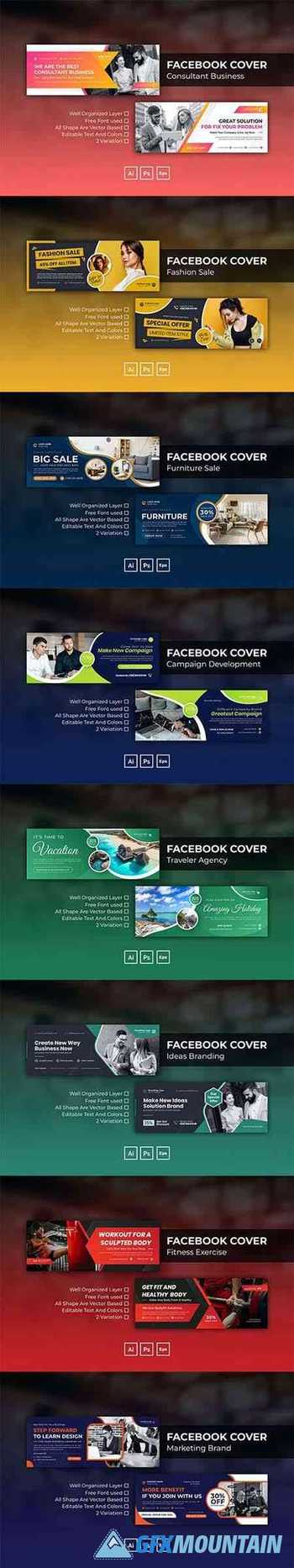 8 Facebook Covers Pack