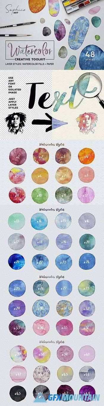 Watercolor Layer Effects, Paper Texture For Adobe Photoshop Kit 32008606