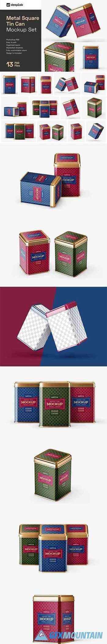 Square Tin Can Mockup Set 6163805