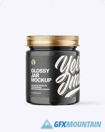 Glossy Cosmetic Jar with Metallic Cap Mockup