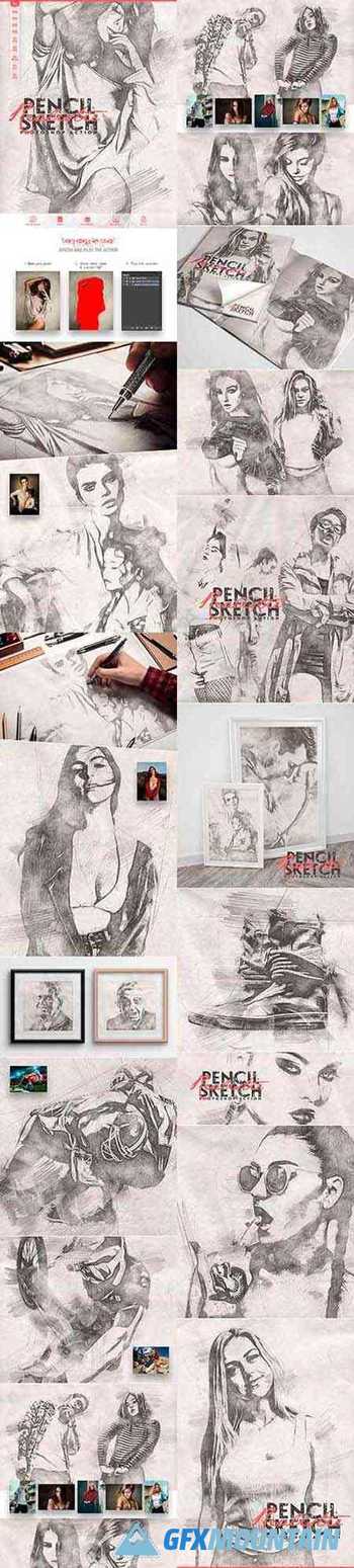 Realistic Pencil Sketch Photoshop Action - 32456676