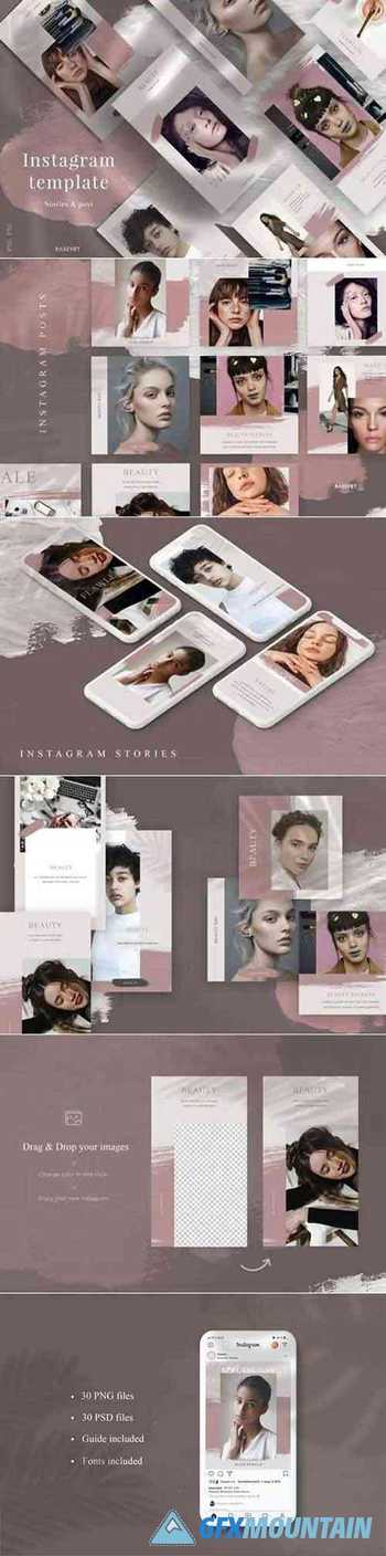 Beauty Instagram Template, Social Media Pack, Fashion Stories Template