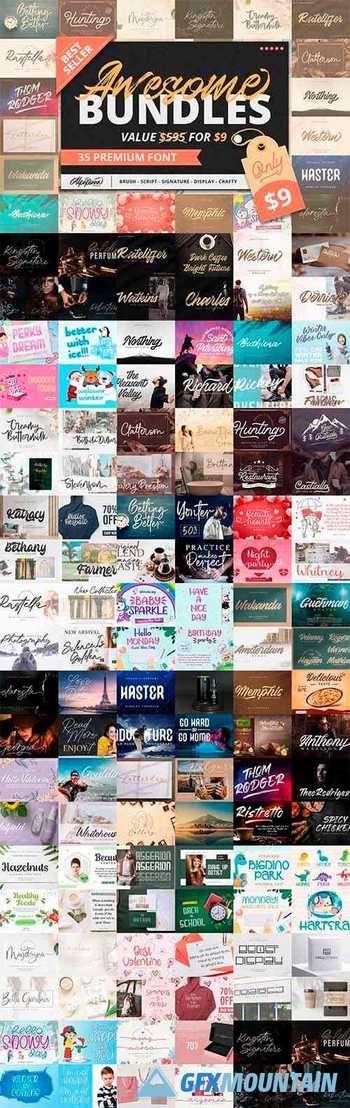 Awesome Bundles | 35 Best Seller Font Collection