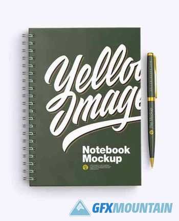 Matte Notebook With Pen Mockup