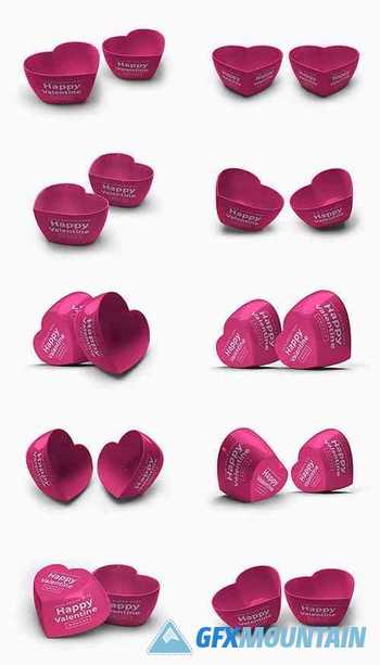 Valentine Love Heart Container Mockup Template Bundle 2 - 1425427