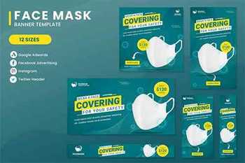 Face Mask Banner Ads Set Template