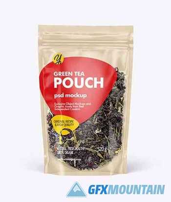 Clear Plastic Pouch w/ Green Tea Mockup