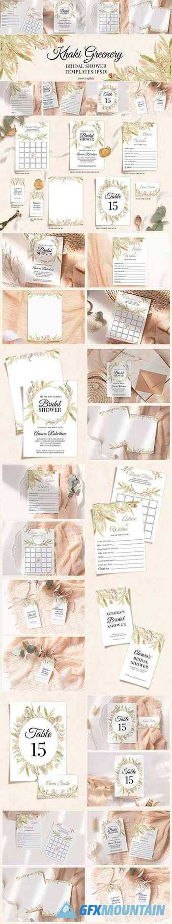 Greenery Bridal Shower Templates Cards Boho Invitation Suit