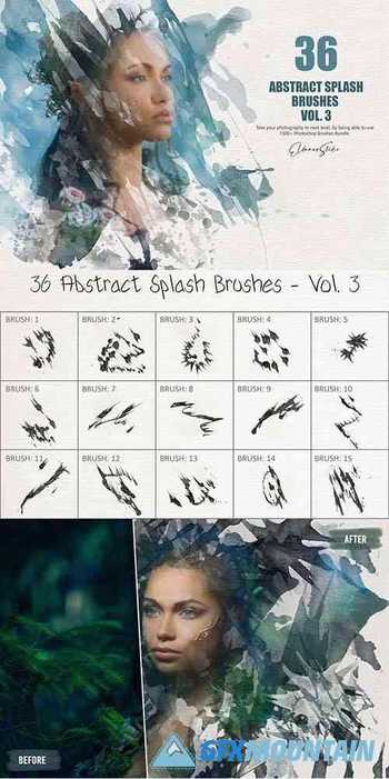 36 Abstract Splash Brushes - Vol. 3 6258144