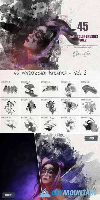 45 Watercolor Brushes - Vol. 2 6258167