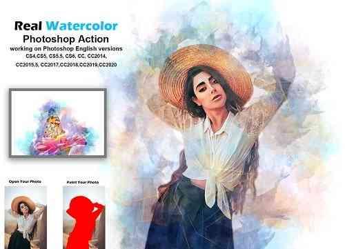 Real Watercolor Photoshop Action - 5548660